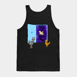 Chickens and the galaxy door Tank Top